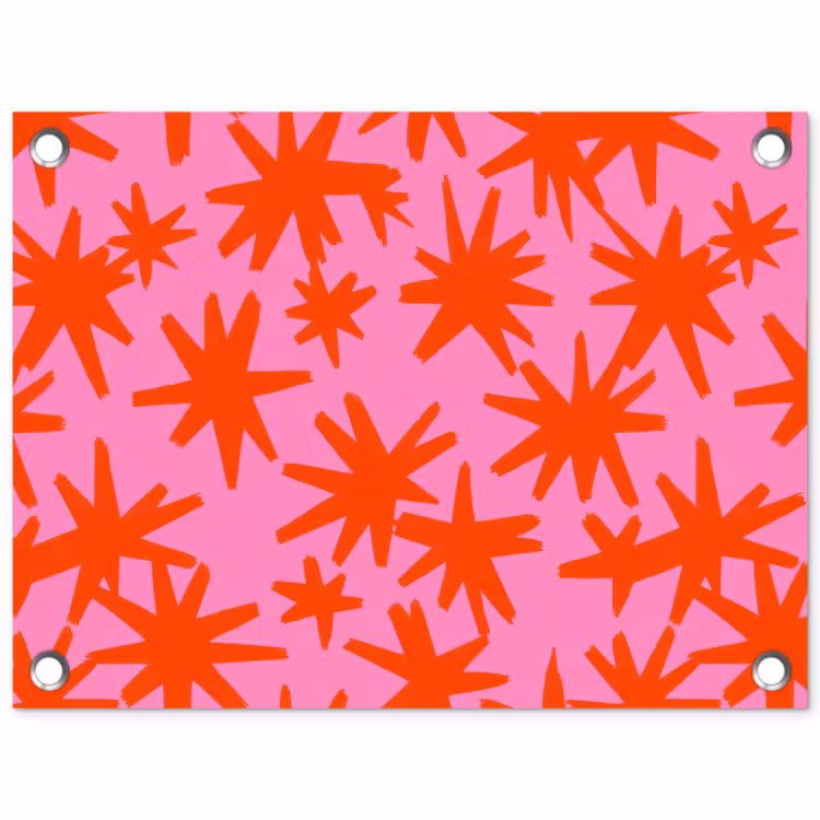 Modern - Sterren - Roze tuinposter los doek klein 239 -3d