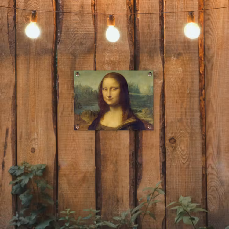 Mona Lisa - Leonardo da Vinci tuinposter los doek klein -sfeer1