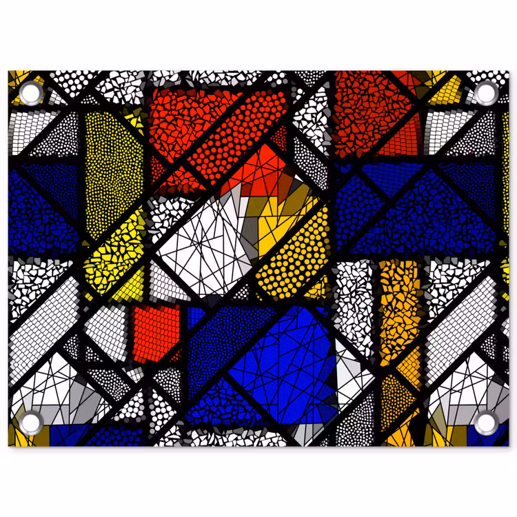 Mondriaan - Glas in lood - Oude Meesters - Kunstwerk - Abstract - Schilderij tuinposter los doek klein -3d