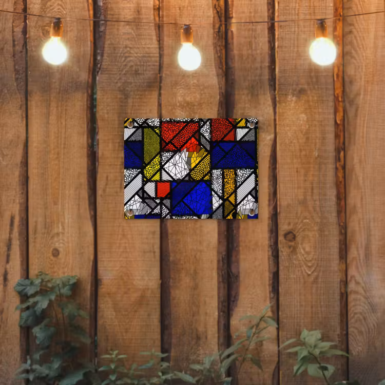Mondriaan - Glas in lood - Oude Meesters - Kunstwerk - Abstract - Schilderij tuinposter los doek klein -sfeer1