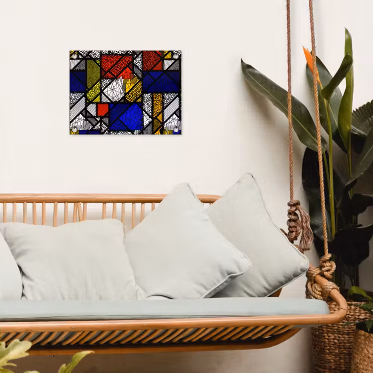 Mondriaan - Glas in lood - Oude Meesters - Kunstwerk - Abstract - Schilderij tuinposter los doek klein -sfeer7