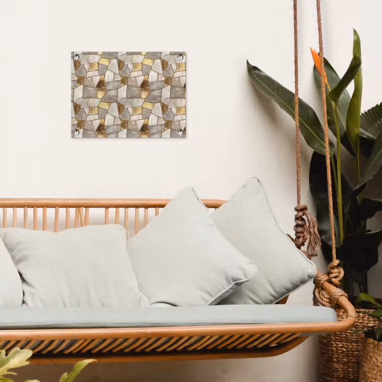 Mozaïek - Marmer - Goud tuinposter los doek klein 239 -sfeer7