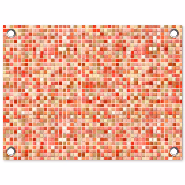 Mozaïek - Tegel - Patroon - Kleurrijk tuinposter los doek klein 239 -3d