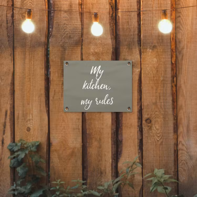 My kitchen, my rules - Spreuken - Quotes tuinposter los doek klein -sfeer1