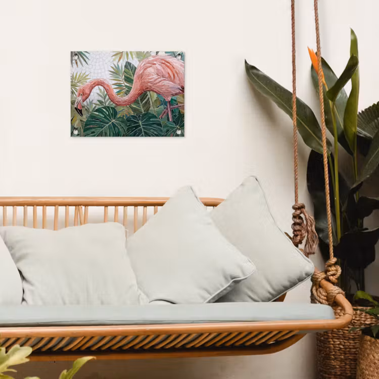Natuur - Bladeren - Abstract - Groen - Vogel tuinposter los doek klein -sfeer7