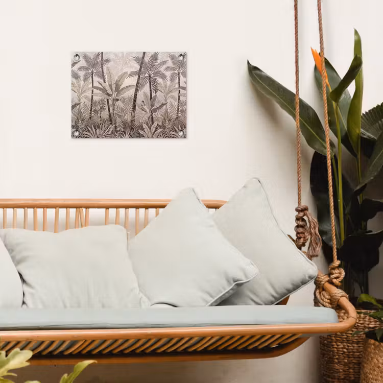Natuur - Bladeren - Landschap - Mozaïek - Beige tuinposter los doek klein -sfeer7