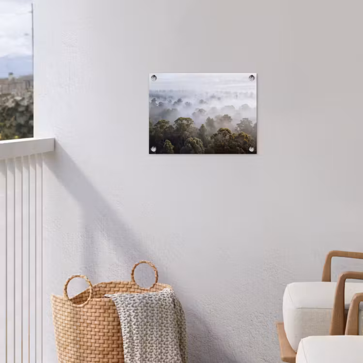 Natuur - Mist - Bos - Ochtend - Goud tuinposter los doek klein -sfeer8