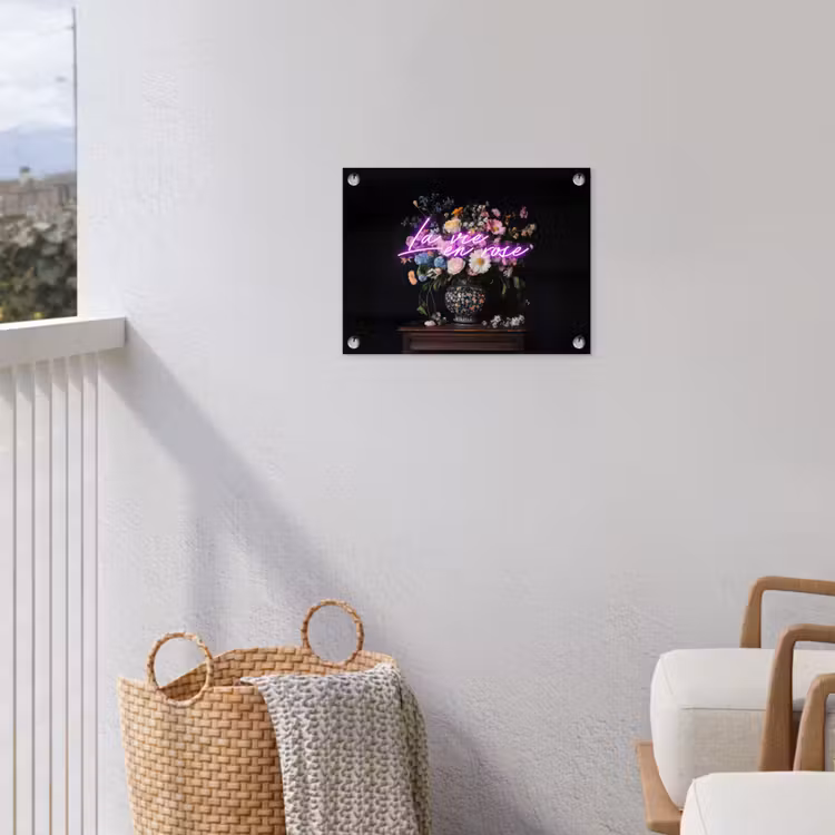 Neon - Vaas - Bloemen tuinposter los doek klein -sfeer8