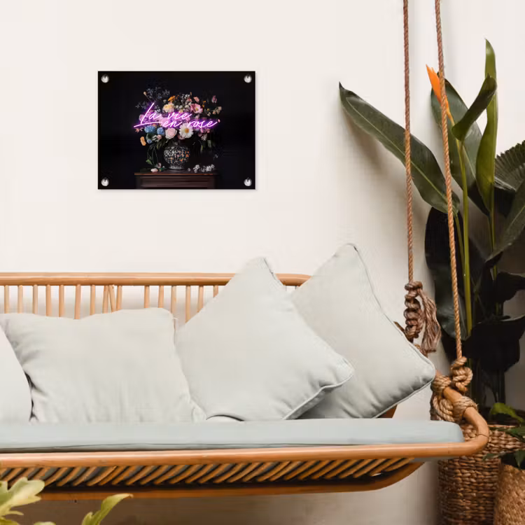 Neon - Vaas - Bloemen tuinposter los doek klein -sfeer7
