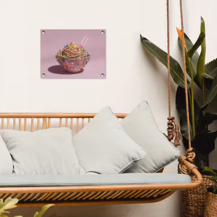 Noodles - Edelstenen - Stokjes - Roze tuinposter los doek klein -sfeer7