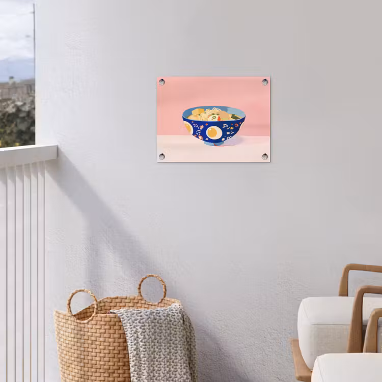 Noodles - Kom - Blauw - Illustratie tuinposter los doek klein -sfeer8