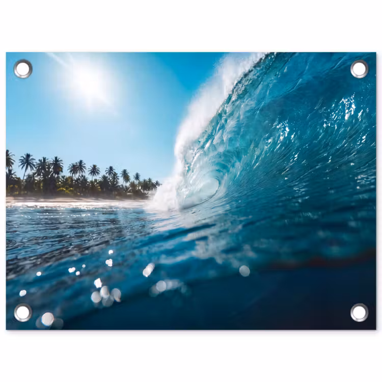 Oceaan - Golf - Strand - Natuur - Blauw tuinposter los doek klein -3d