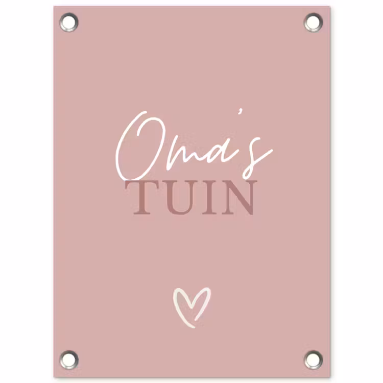Oma's Tuin met Hart tuinposter los doek klein -3d