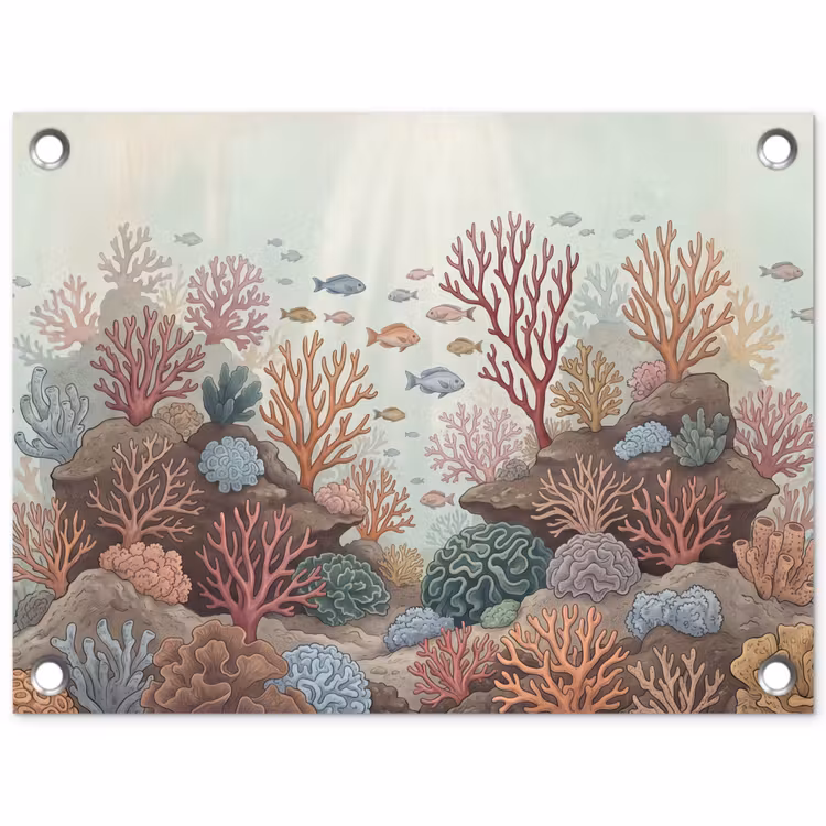Onderwater - Koraal - Vis - Natuur tuinposter los doek klein -3d