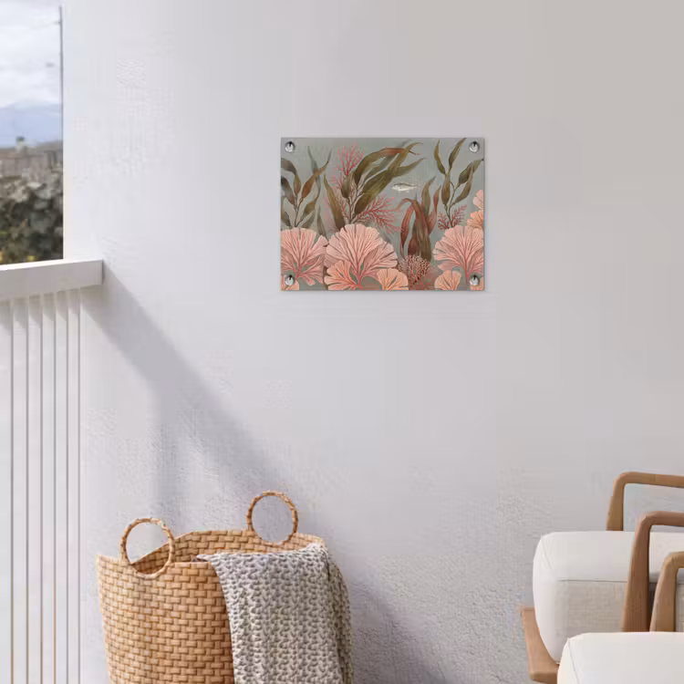 Onderwater - Planten - Vis - Vintage - Groen tuinposter los doek klein -sfeer8