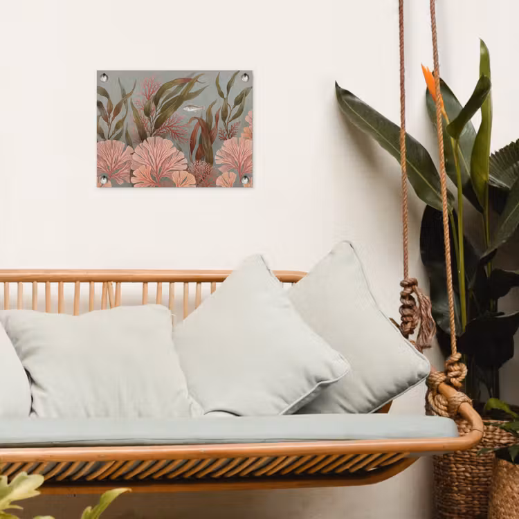 Onderwater - Planten - Vis - Vintage - Groen tuinposter los doek klein -sfeer7