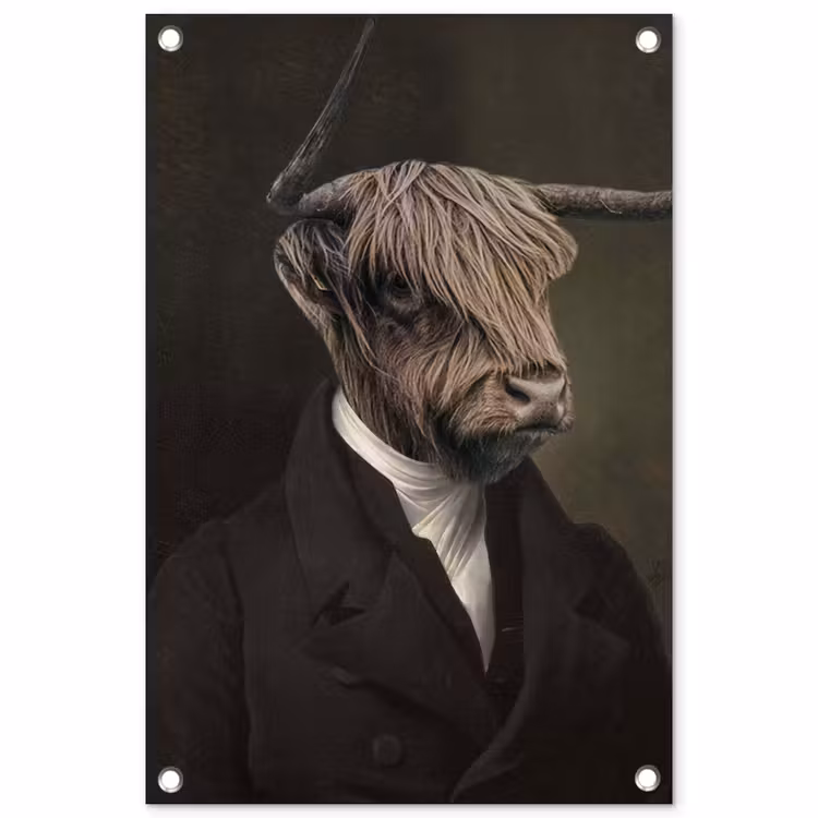 Oude Meesters - Schotse Hooglander - Dieren tuinposter los doek klein -3d
