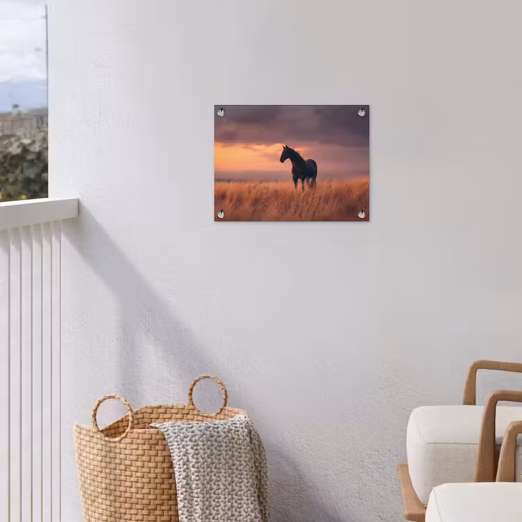 Paard - Wolken - Open veld tuinposter los doek klein -sfeer8