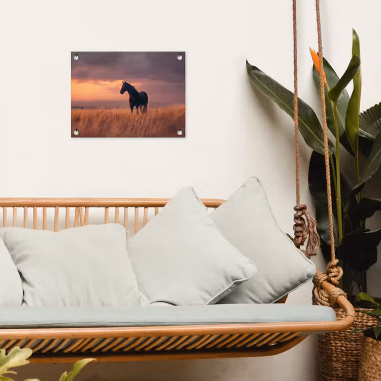 Paard - Wolken - Open veld tuinposter los doek klein -sfeer7