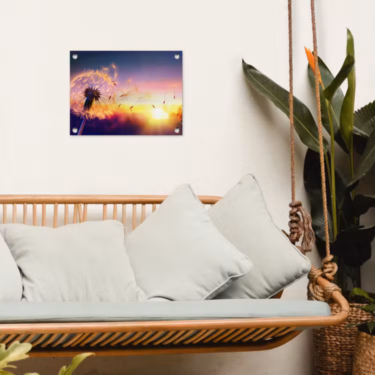 Paardenbloem - Bloemen - Zonsondergang - Horizon - Nacht tuinposter los doek klein -sfeer7