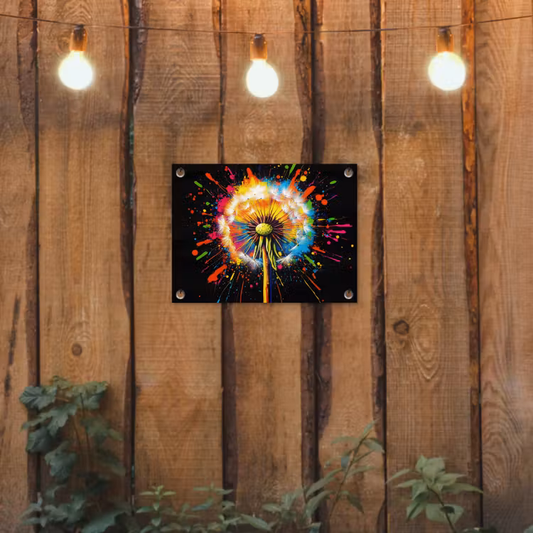 Paardenbloem - Graffiti - Kleurrijk - Bloemen - Natuur tuinposter los doek klein -sfeer1