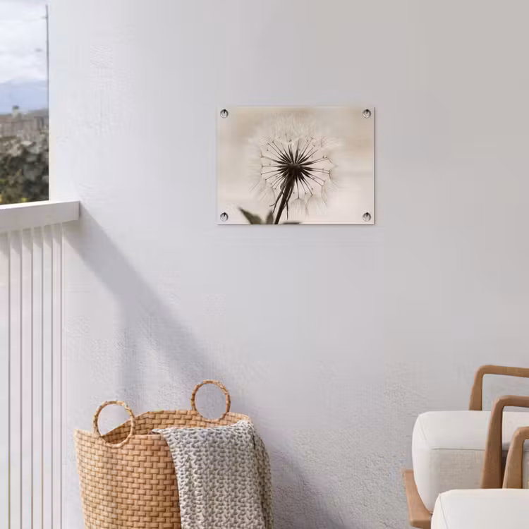 Paardenbloem - Minimalistisch - Wit tuinposter los doek klein -sfeer8