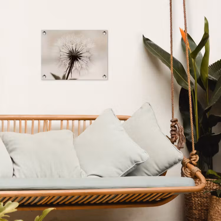 Paardenbloem - Minimalistisch - Wit tuinposter los doek klein -sfeer7