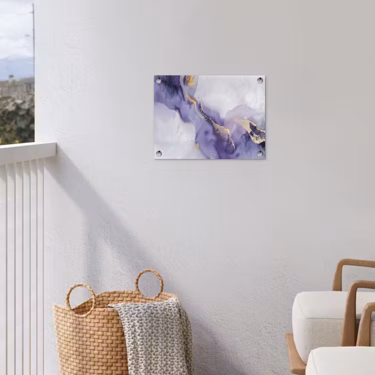 Paars - Modern - Marmer - Abstract tuinposter los doek klein -sfeer8
