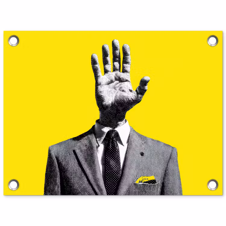 Pak - Hand - Geel tuinposter los doek klein -3d