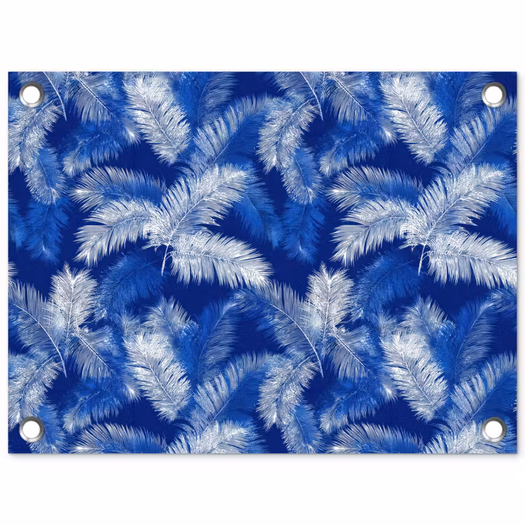 Palmblad - Patroon - Blauw tuinposter los doek klein 239 -3d