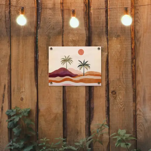 Palmbomen - Abstract - Zon - Heuvels tuinposter los doek klein -sfeer1
