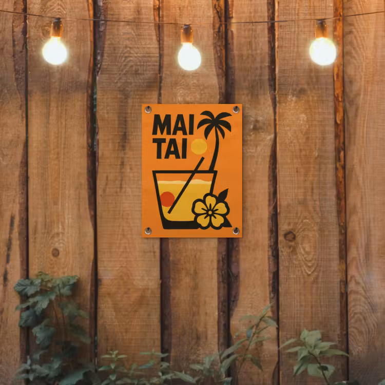Palmboom - Bloem - Art - Drink tuinposter los doek klein -sfeer1
