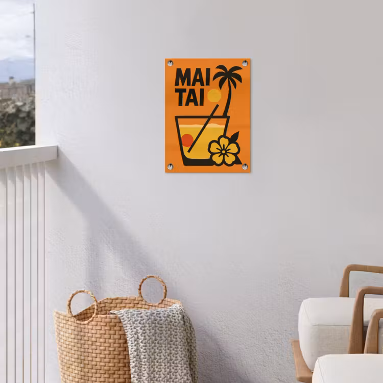 Palmboom - Bloem - Art - Drink tuinposter los doek klein -sfeer8
