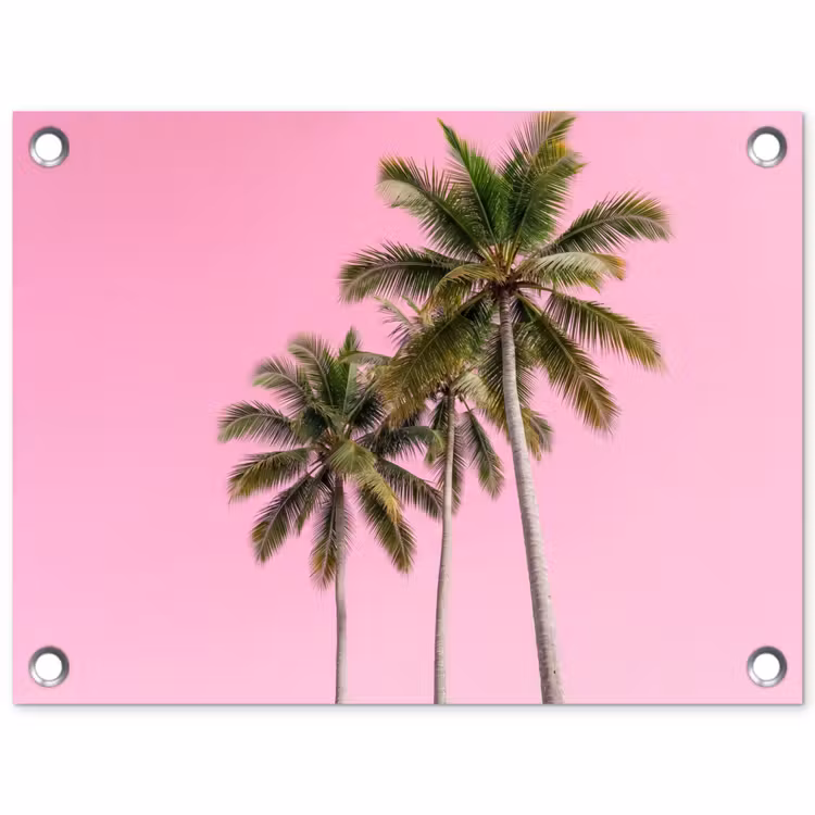 Palmboom - Tropisch - Pink tuinposter los doek klein -3d