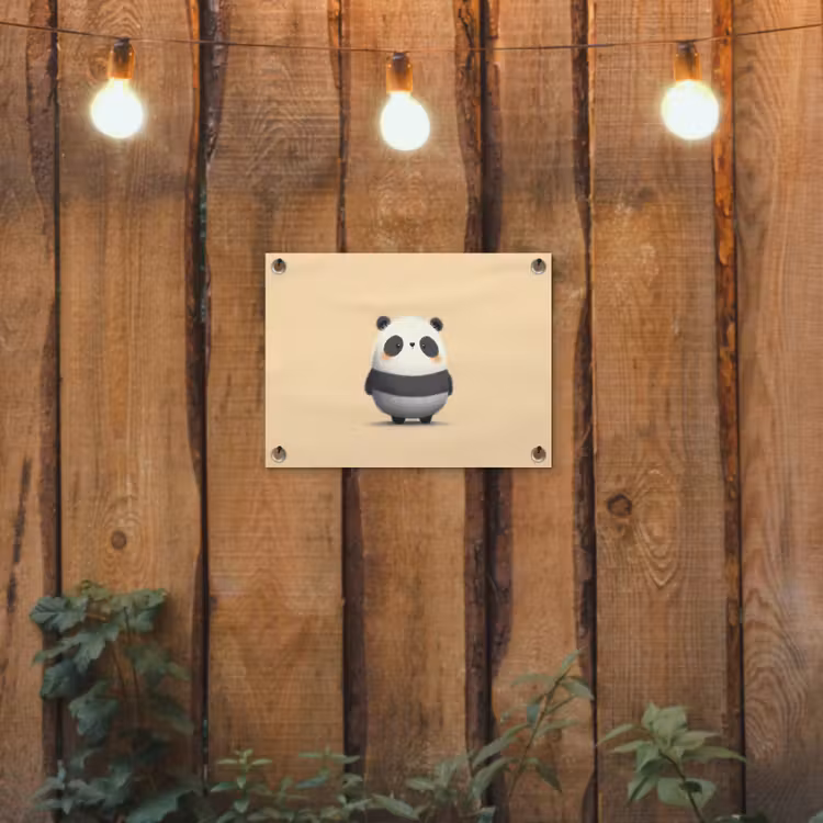 Panda - Beige - Minimalistisch tuinposter los doek klein -sfeer1