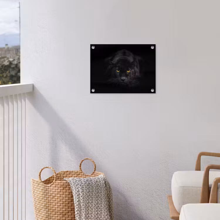 Panter - Dieren - Zwart - Ogen tuinposter los doek klein -sfeer8