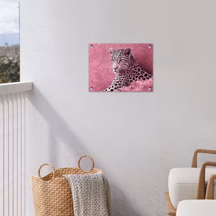 Panter - Luxe - Roze tuinposter los doek klein -sfeer8