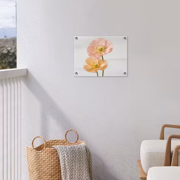 Papavers - Botanisch - Roze tuinposter los doek klein -sfeer8