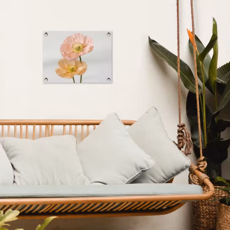 Papavers - Botanisch - Roze tuinposter los doek klein -sfeer7