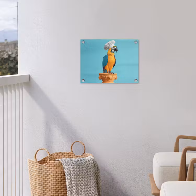 Papegaai - Koksmuts - Grappig - Vogel tuinposter los doek klein -sfeer8