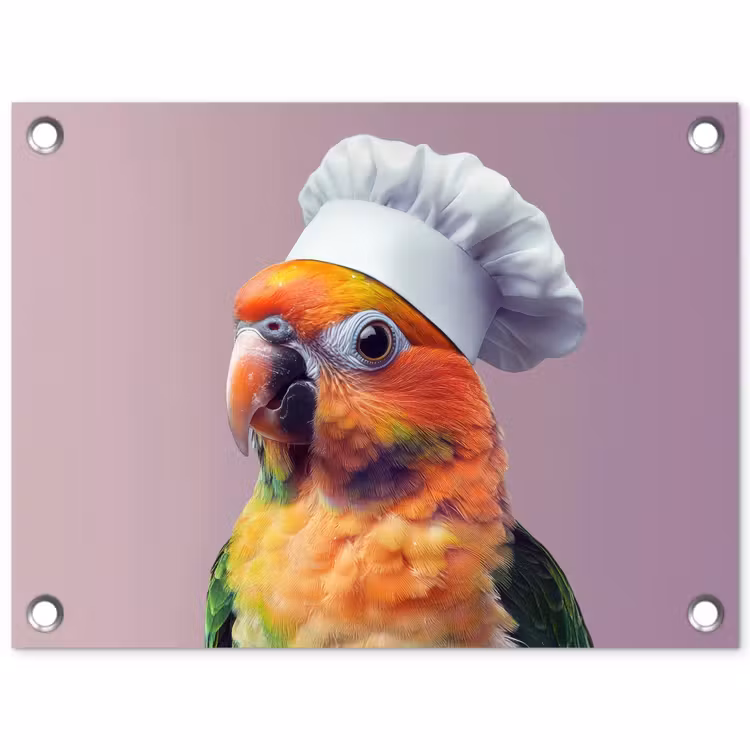 Papegaai - Koksmuts - Nieuwsgierig - Vogel tuinposter los doek klein -3d