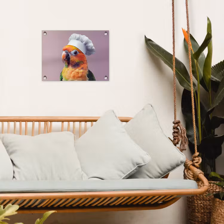 Papegaai - Koksmuts - Nieuwsgierig - Vogel tuinposter los doek klein -sfeer7