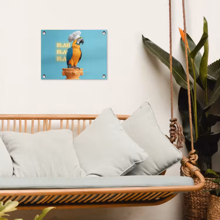 Papegaai - Koksmuts - Quote - Neon tuinposter los doek klein -sfeer7