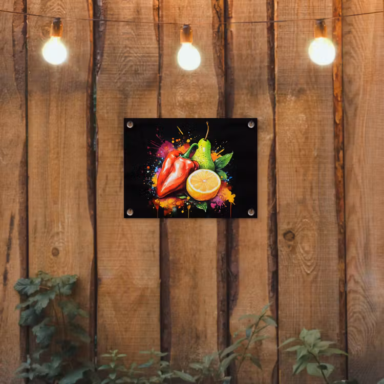 Paprika - Peer - Citroen - Graffiti - Verf - Abstract tuinposter los doek klein -sfeer1