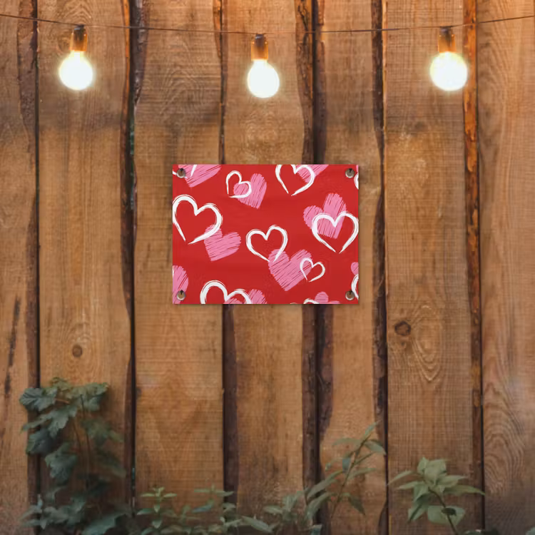 Patroon - Hartjes - Roze - Valentijn tuinposter los doek klein -sfeer1