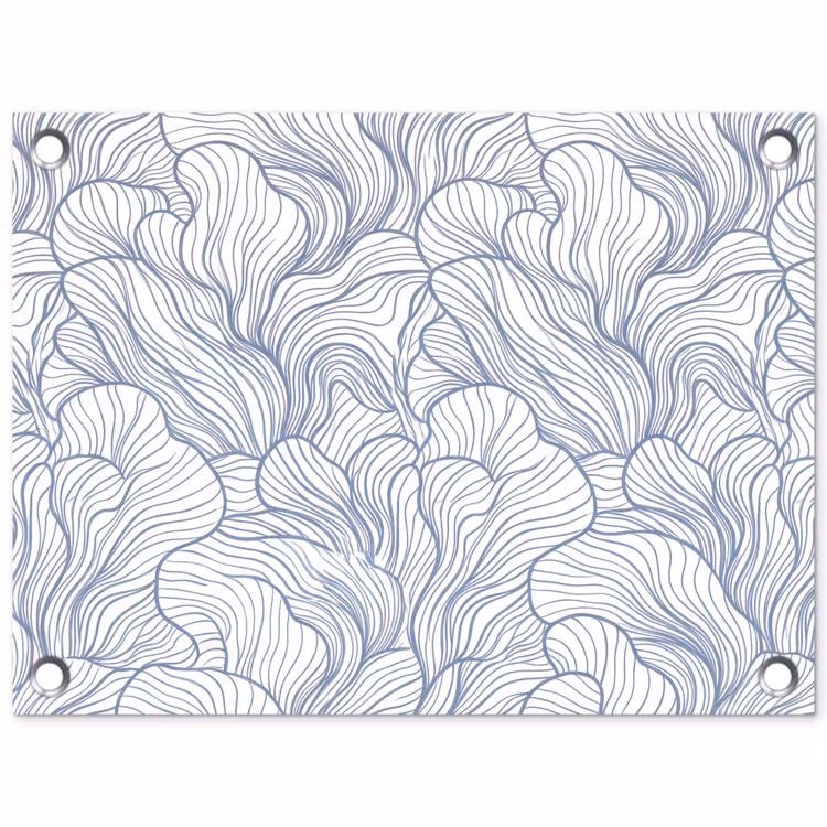Patroon - Lijnen - Organisch - Abstract - Blauw tuinposter los doek klein -3d