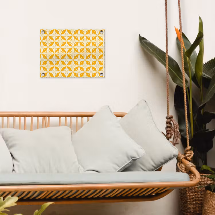 Patroon - Retro - Geel tuinposter los doek klein 239 -sfeer7