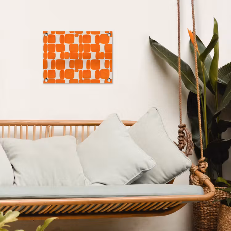 Patroon - Retro - Oranje tuinposter los doek klein 239 -sfeer7