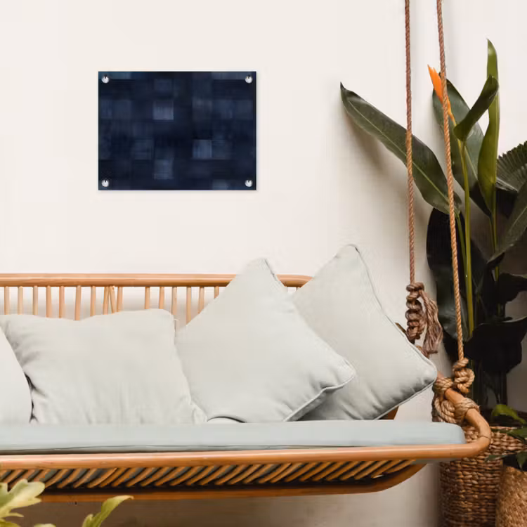 Patroon - Ruit - Marineblauw tuinposter los doek klein 239 -sfeer7