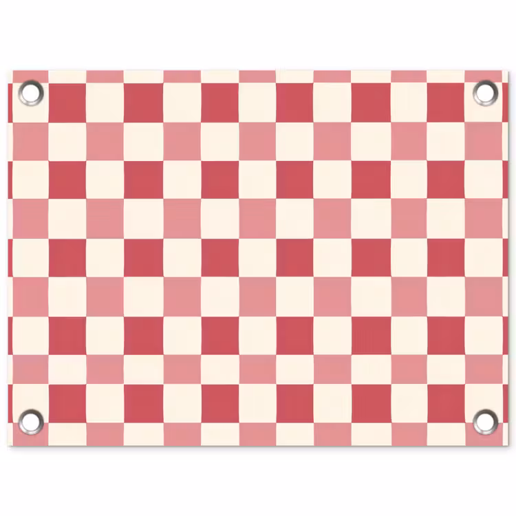 Patroon - Schaak - Roze tuinposter los doek klein 239 -3d
